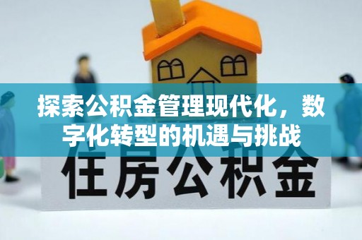 呈贡探索公积金管理现代化，数字化转型的机遇与挑战